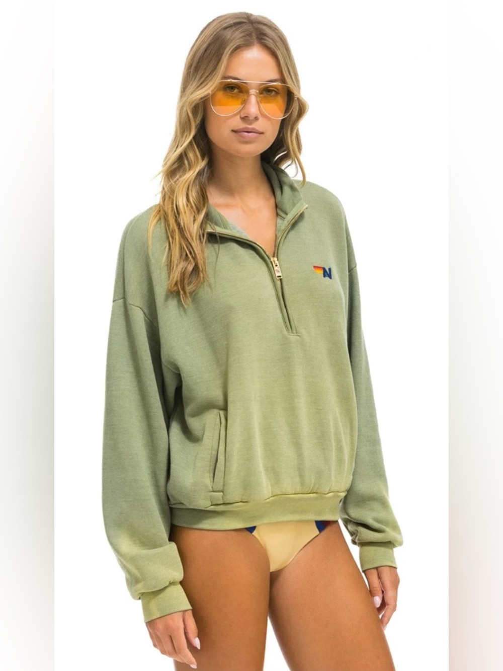 Aviator Nation Essential Half Zip Relaxed Sweatshirt - Picture 9 of 11